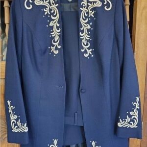 Embroidered Navy Blue Western Showmanship Suit Hobby Horse